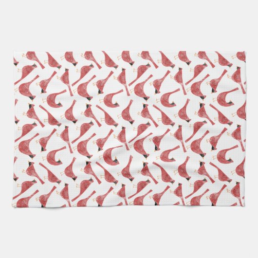 Feestelijke Kardinaal Vogel Waterverf Theedoek (Horizontaal)