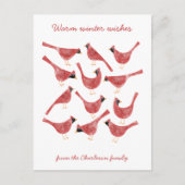 Feestelijke Kardinaal Vogel Waterverf Vakantie Bri Feestdagenkaart (Voorkant)