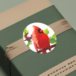 Feestelijke Kardinaal Vogel Winter Holly Holiday C Ronde Sticker