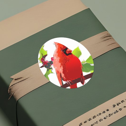Feestelijke Kardinaal Vogel Winter Holly Holiday C Ronde Sticker