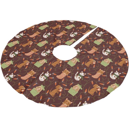 Feestelijke Kat Hond Kerstverlichting Rood Kerstboom Rok (Gekanteld)