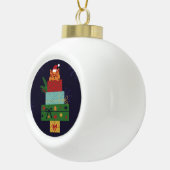 Feestelijke kat in cadeaustapel ornament (Rechts)