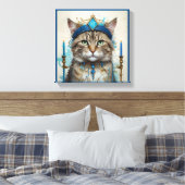 Feestelijke kat in speelse Chanoeka Vermomming Canvas Afdruk (Insitu (Slaapkamer))