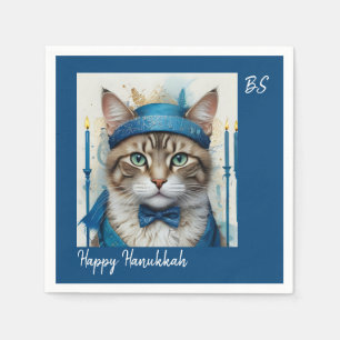 Feestelijke kat in speelse Chanoeka Vermomming Servet
