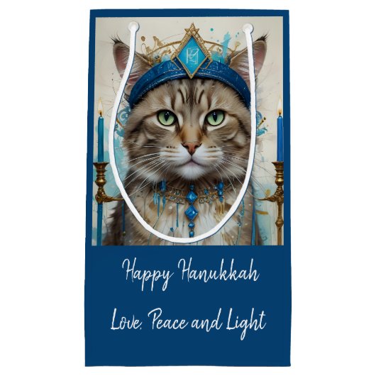 Feestelijke kat in vermomming Speelse Chanoeka bed Klein Cadeauzakje (Voorkant)