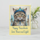 Feestelijke kat in vermomming Speelse Chanoeka Gro Feestdagenkaart (Staand voorkant)