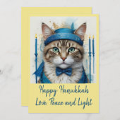 Feestelijke kat in vermomming Speelse Chanoeka Gro Feestdagenkaart (Voorkant / Achterkant)