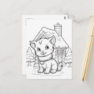 Feestelijke kat kinder kleurstof briefkaart