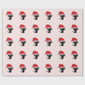 Feestelijke kat met een rode kerstmuts Modern Patr Cadeaupapier (Vlak)