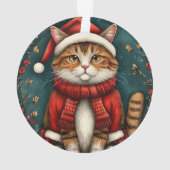 Feestelijke kat met kerstmuts en sjaal ornament (achterkant)