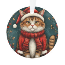 Feestelijke kat met kerstmuts en sjaal