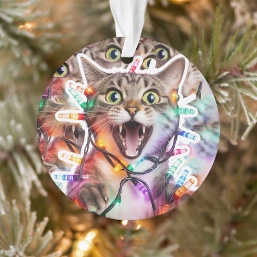Feestelijke kat met kerstverlichting Ornament (Boom)