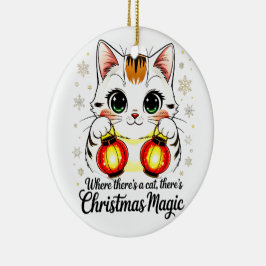 Feestelijke kat met lantaarns - Schattig Lunar Nie Keramisch Ornament
