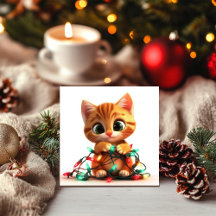 Feestelijke kat met twinkelende lichtjes