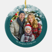 Feestelijke katten een geschenkdoos donkergroene k keramisch ornament (Achterkant)