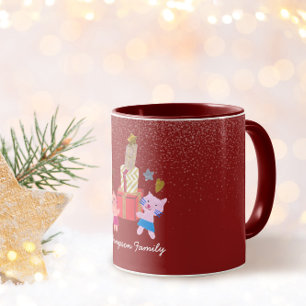 Feestelijke katten en cadeaus Xmas rode kerst Mok