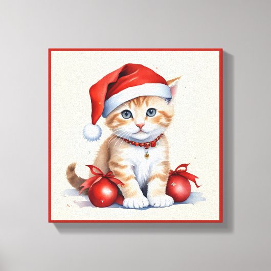 Feestelijke katten in kerstkostuums - Holiday Vibe Canvas Afdruk (Voorkant)
