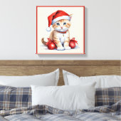 Feestelijke katten in kerstkostuums - Holiday Vibe Canvas Afdruk (Insitu (Slaapkamer))