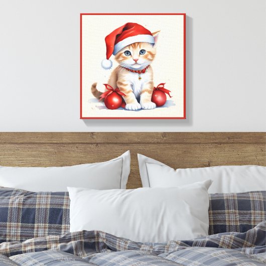 Feestelijke katten in kerstkostuums - Holiday Vibe Canvas Afdruk (Insitu (Slaapkamer))