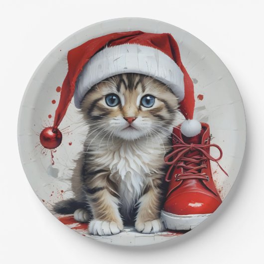 Feestelijke katten in kerstkostuums - Holiday Vibe Papieren Bordje (Voorkant)