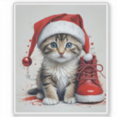 Feestelijke katten in kerstkostuums - Holiday Vibe Sticker (Voorkant)