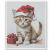 Feestelijke katten in kerstkostuums - Holiday Vibe Sticker (Voorkant)