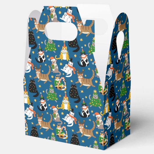Feestelijke katten in kerstkostuums patroon bedankdoosjes (Geopend)
