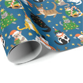 Feestelijke katten in kerstkostuums patroon cadeaupapier (Rol Hoek)