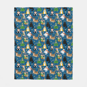 Feestelijke katten in kerstkostuums patroon fleece deken