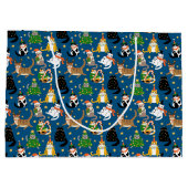 Feestelijke katten in kerstkostuums patroon groot cadeauzakje (Achterkant)
