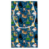 Feestelijke katten in kerstkostuums patroon klein cadeauzakje (Achterkant)