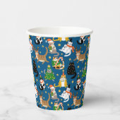 Feestelijke katten in kerstkostuums patroon papieren bekers (Links)