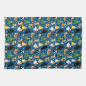 Feestelijke katten in kerstkostuums patroon theedoek (Horizontaal)