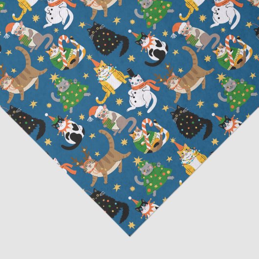 Feestelijke katten in kerstkostuums patroon tissuepapier (Detail)