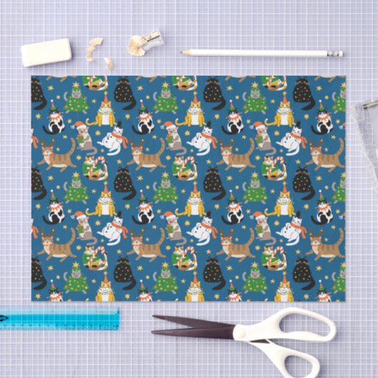 Feestelijke katten in kerstkostuums patroon tissuepapier (Craft)