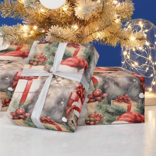 Feestelijke katten in Santa hoeden en geschenken Cadeaupapier (Feestdagen)