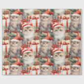 Feestelijke katten in Santa hoeden en geschenken Cadeaupapier (Vlak)