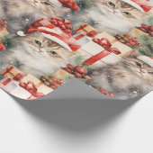 Feestelijke katten in Santa hoeden en geschenken Cadeaupapier (Hoek)