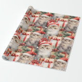 Feestelijke katten in Santa hoeden en geschenken Cadeaupapier (Uitgerold)