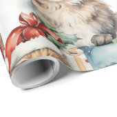 Feestelijke katten in Santa hoeden en geschenken Cadeaupapier (Rol Hoek)