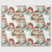 Feestelijke katten in Santa hoeden en geschenken Cadeaupapier (Vlak)