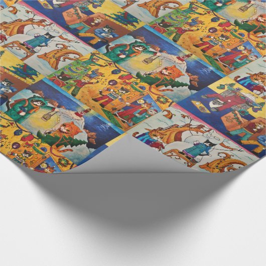 Feestelijke katten inpakpapier 1 (Hoek)