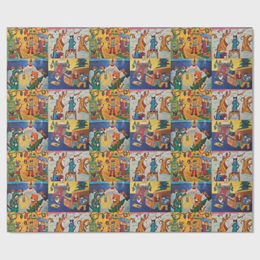 Feestelijke katten inpakpapier 1 (Vlak)