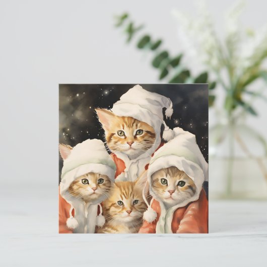 Feestelijke Katten Kaart (Staand voorkant)