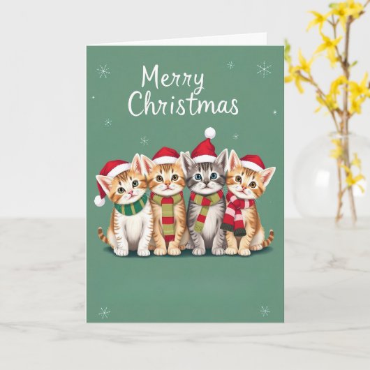 Feestelijke Katten Kerst Kat Liefhebber Kaart (Gele Bloem)