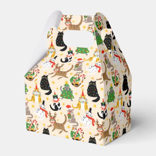 Feestelijke Katten Kerstpatroon Bedankdoosjes (Achterkant)