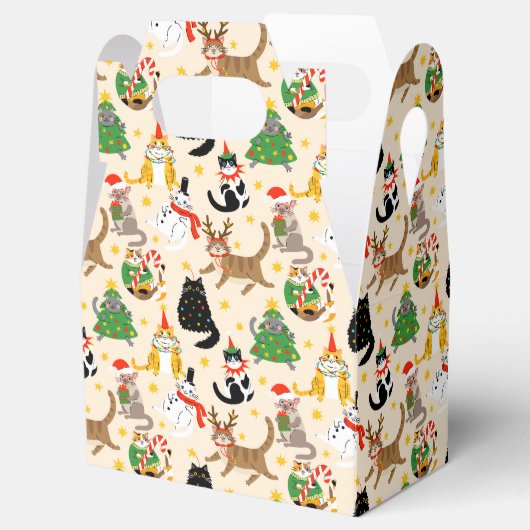 Feestelijke Katten Kerstpatroon Bedankdoosjes (Geopend)