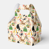 Feestelijke Katten Kerstpatroon Bedankdoosjes (Voorkant Zijde)