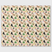 Feestelijke Katten Kerstpatroon Cadeaupapier (Vlak)