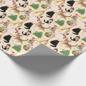 Feestelijke Katten Kerstpatroon Cadeaupapier (Hoek)